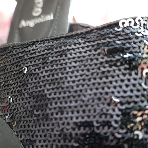 (NWT) Enzo Angiolini Patent Blk/Silver Reversible Sequin Low Wedge 8.5M - Picture 8 of 14